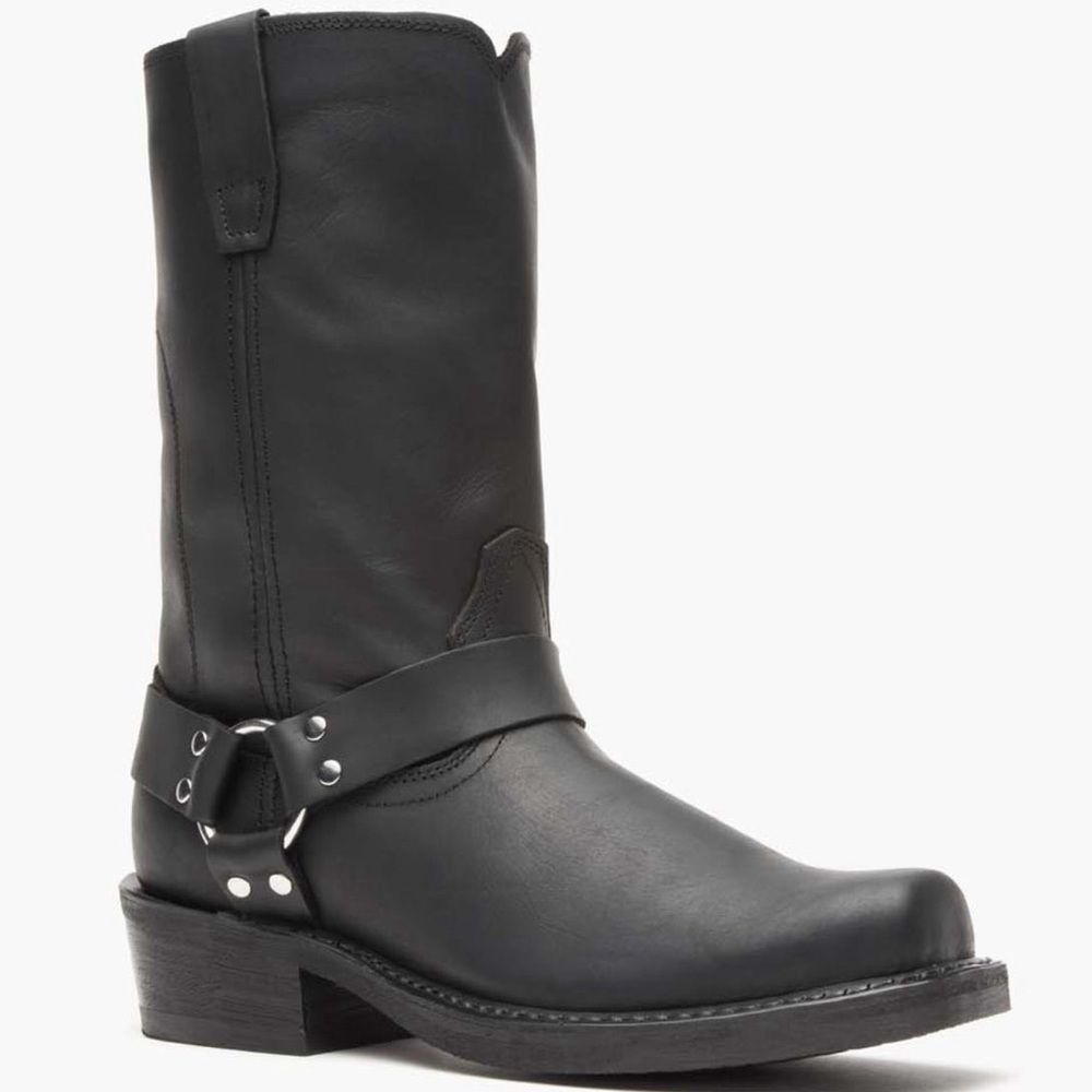 Men's Black Leather Harness Boot